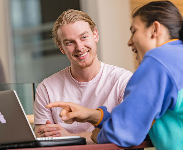 students learning on computer