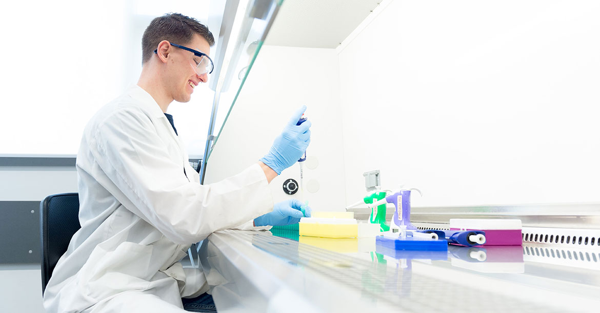 student working in a lab