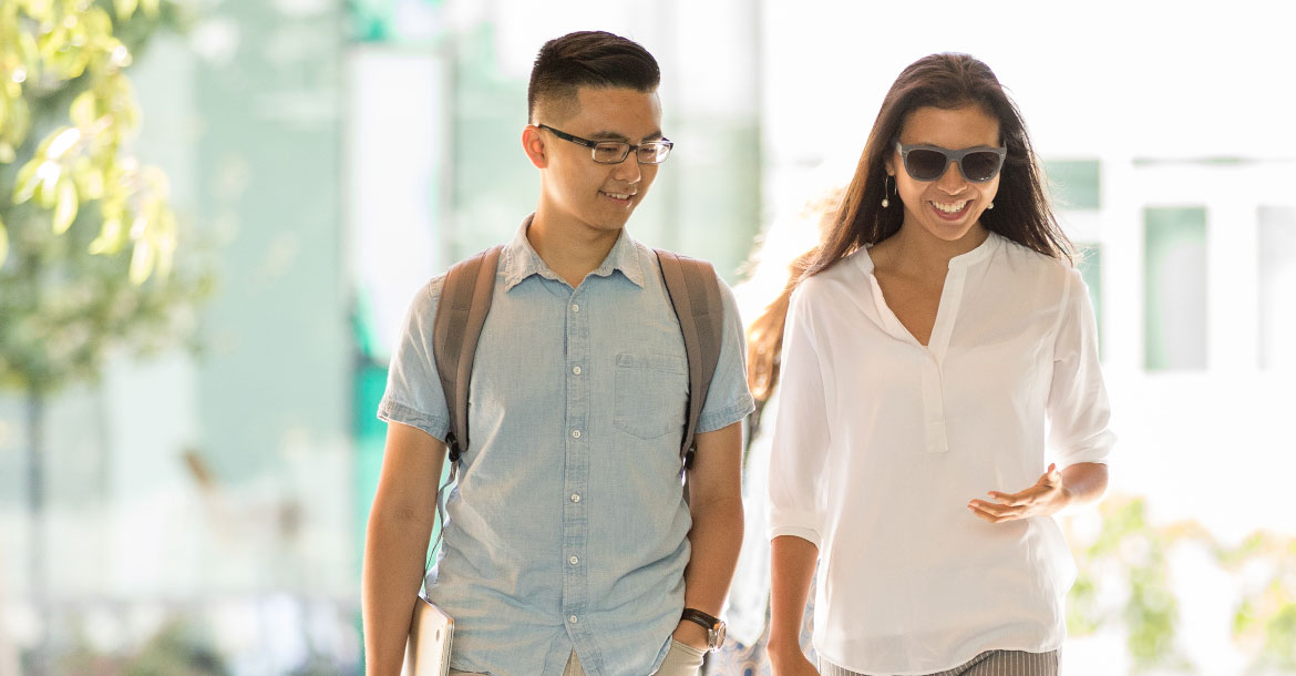 students walking outside