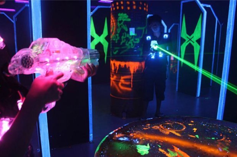 Laser tag gun inside planet lazer